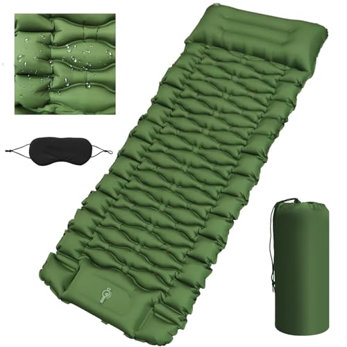 USHOP Isomatte Selbstaufblasend,Aufblasbare Isomatte,Camping Matratze,Ultraleicht Luftmatratze mit Kissen,Campingmatte mit Fußpresse Pumpe,Wasserdicht Schlafmatte für Outdoor,Camping,Wandern von USHOP