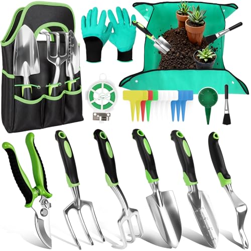 USHOP Gartenwerkzeug Set,Gartengeräte Set,Mini Pflanzen Werkzeug Set,Sukkulenten-Werkzeuge,Umtopfen Pflanzmatte,Bonsai Werkzeug Set,Ideale Gartengeschenke für Frauen für Gartenliebhaber Geeignet von USHOP