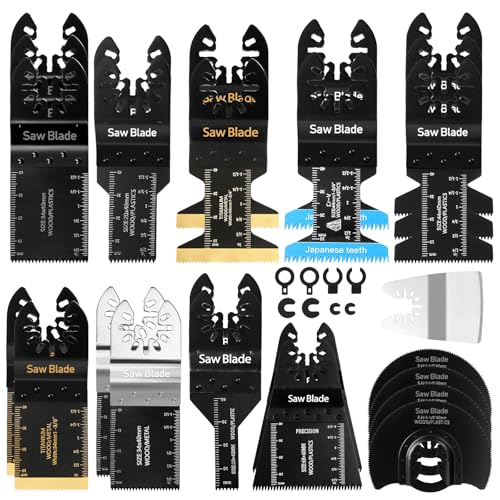 USHOP Multitool Sägeblätter,Multifunktionswerkzeug Zubehör,Oszillierwerkzeug Zubehör,Oszillierendes Zubehör Set,Multitool Sägeblatt Set,Multitool-Sägeblatt zum Schneiden von Holz/Metall/Kunststoff von USHOP