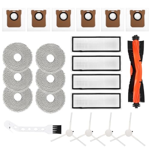 USHOP 22 Stück Zubehörset für Xiaomi Robot Vacuum X20+ / X10+ Saugroboter + Dreame S10/L10s Ultra,Ersatzteile 1 Hauptbürste 6 Staubbeutel 6 Wischtücher 4 Seitenbürsten 4 Filter 1 Reinigungsbürste von USHOP