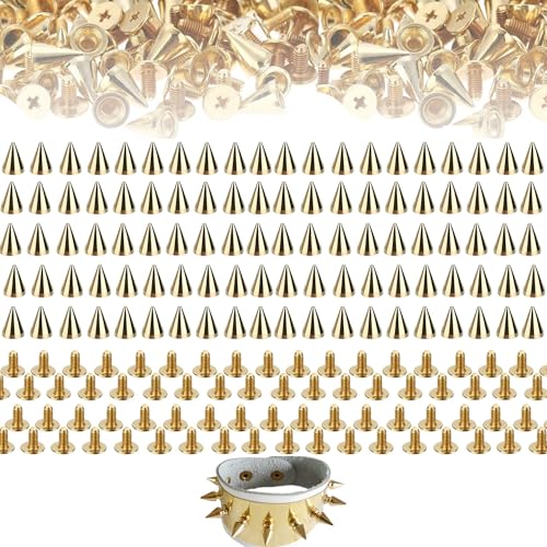100 Stück Gold Punk Nieten Set Metall Punk Spikes Spitznieten DIY Handwerk Nieten zum Dekorieren von Lederband Taschen Schuhen Mäntel Armbänder Handschuhe Kleidung Choker 7 x 10mm 100 Stück Gold Punk Nieten Set Metall Punk Spikes Spitznieten DIY Handwerk Nieten zum Dekorieren von Lederband Taschen Schuhen Mäntel Armbänder Handschuhe Kleidung Choker 7 x 10mm von OHYER