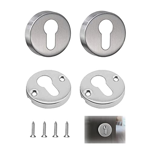 OHYER 2 Set Schlüsselrosette Schlüsselloch Abdeckung Keyhole Cover Rosette Edelstahl mit 4 SchraubenTürschloss Striker Cover für Zimmertüren Silber (2 Obere Abdeckungen + 2 Untere Abdeckungen) von OHYER