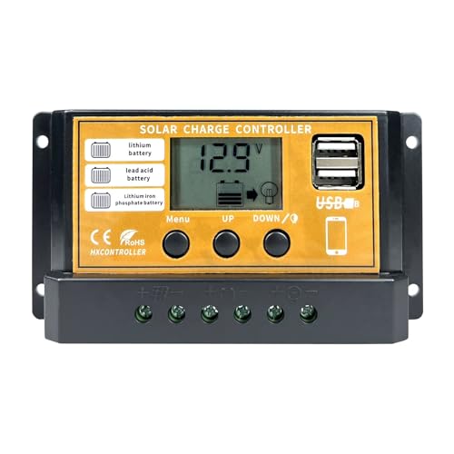 Solar Panel Regulator, 10A 20A 30A MPPT Solar Laderegler 12V 24V Auto LCD Display Dual USB 5V Ausgang solar Panel Batterie Regler(PWM 30A) von USKI