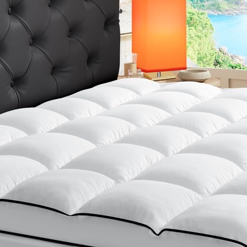 USKRIGE King Mattress Topper, Extra Thick Cooling Mattress Pillowtop for Back Pain, Plush Mattress Pad Protector with 8-21 Inch Elastic Deep Pocket 6D Down Alternative Filling von USKRIGE