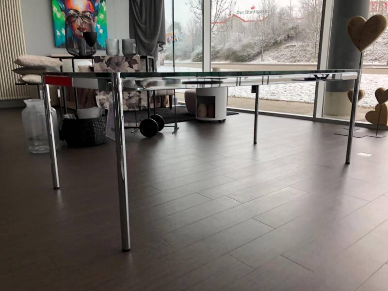 Glastisch Transparent 10075.80 Gestell Chrom von USM Haller