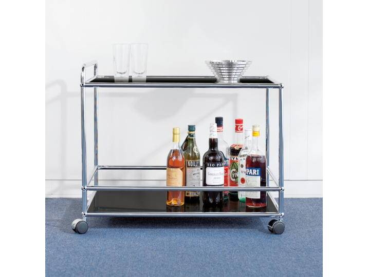 USM Servierwagen Gestell verchromt silber, Designer Prof. Fritz Haller, 66x78x53 cm von USM-Haller