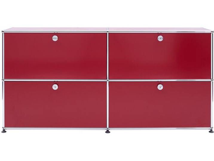USM Sideboard rubinrot, Designer Prof. Fritz Haller, 74x153x38 cm von USM-Haller