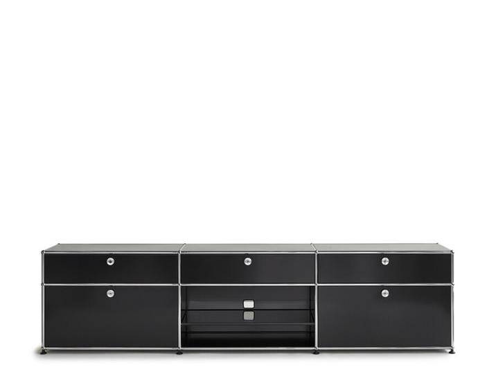 USM TV Board schwarz, Designer Prof. Fritz Haller, 56.5x228x38 cm von USM-Haller