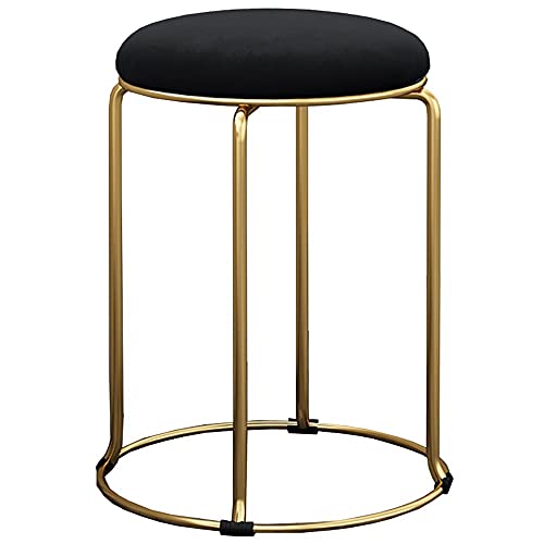 USMCPQVXN Fußhocker Wohnzimmer Fußhocker Rund Hocker Hocker Gepolsterter Beistelltisch Sitzhocker Ankleidehocker Metallbeine 36x36x45cm Fußhocker Beinauflage/Schwarz/Einheitsgröße von USMCPQVXN