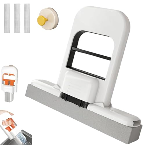 Mini Foldable Desktop Mop, Mini Faltbarer Tischmopp, Tragbarer Squeeze Schwammmopp HäNdefreies Wischmopp Mit Auswringfunktion FüR KüChe, Badezimmer, Desktop, Glas (Grau 1PCS) von USMEI