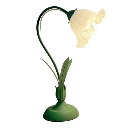 USMEI Blume Tischlampe, Vintage Blumenform Tischleuchte mit 3 Helligkeitsmodi, Nachttischlampe mit PVC Lampenschirm, Dekorative Retro Schreibtischlampe für Schlafzimmer, Büro, Bars, Restaurants von USMEI
