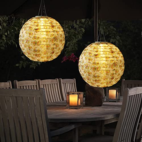 USMEI Lampion Solar Outdoor mit Fransen, 2 stück 30cm Led Solar Lampions Hängend für Außen, Wetterfest Garten Lampions Solar für Hochtzeit, Kirche, Party Dekoration, Warmweiß von USMEI