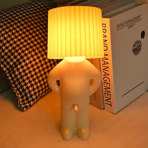 USMEI Lustiges LED Tischleuchte, A Little Shy Man als Nachttischlampe, Kreative Lampe mit Schirm als Geschenk für Schlafzimmer, Büro, Wohnzimmer(Gelb) von USMEI