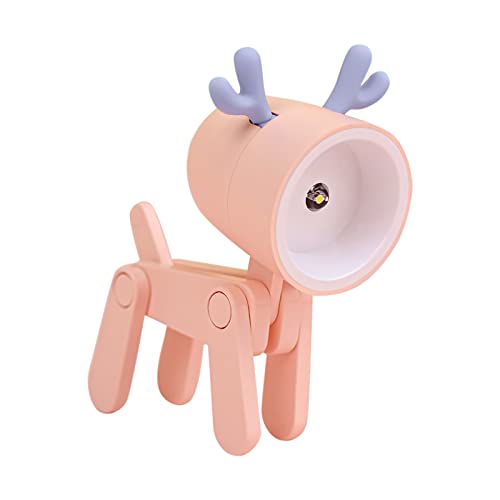 USMEI Mini Nachtlicht, Cute led hund nachtlicht, kreative Cartoon Haustier Hund und Hirsch Faltbare Kleine Tischlampe mit Handyhalter, Kawaii Raumdekor Tier Kleinkind nachttischlampe von USMEI