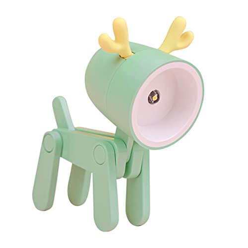 USMEI Mini Nachtlicht, Cute led hund nachtlicht, kreative Cartoon Haustier Hund und Hirsch Faltbare Kleine Tischlampe mit Handyhalter, Kawaii Raumdekor Tier Kleinkind nachttischlampe von USMEI