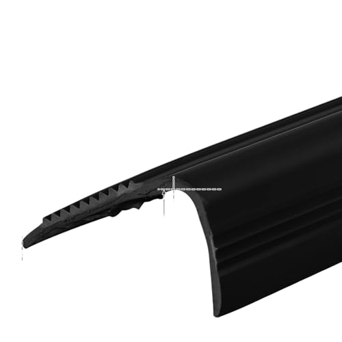 2-Rollen-Treppenkantenschutz aus weichem PVC, rutschfeste Treppenkantenkante in L-Form, selbstklebende Stufenkantenschutzstreifen, 2 m Stufenschutz(Black) von USOHJZ