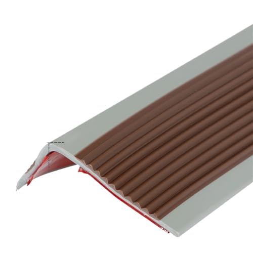 2-Rollen-Treppenkantenschutz aus weichem PVC, rutschfeste Treppenkantenkante in L-Form, selbstklebende Stufenkantenschutzstreifen, 2 m Stufenschutz(Coffee gray) von USOHJZ