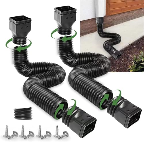 2 stücke Regenrinne Fallrohr Extensions Flexible Ablauf Extender Stecker Mit 3x4in Und 2x3in Anschlüsse Schrauben for Enthalten(Black) von USOHJZ