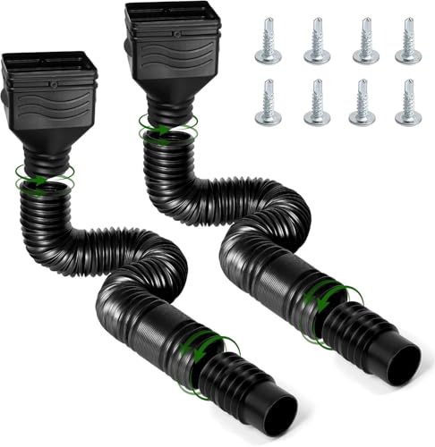 2 stücke Regenrinnen-Fallrohrverlängerungen Von 21 "Bis 67" Abflussrohrverlängerung Mit Adaptern for Regenwasserentwässerung(Black) von USOHJZ