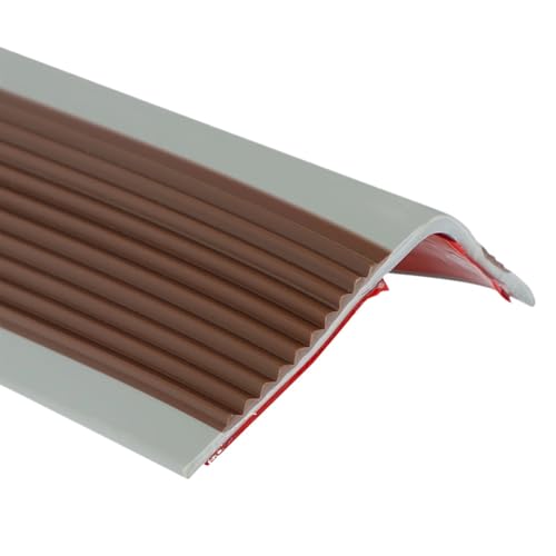 2-teiliger Treppenkantenschutz, L-förmige Stufenkanten-Besatzstreifen, rutschfeste Treppenkantenkante, selbstklebende PVC-Treppenkantenverkleidung, wasserdicht, verschleißfest(Coffee) von USOHJZ
