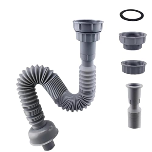 ABS Flexibles Abflussrohr for Spülbecken, for Küchenspüle, erweiterbarer Verbindungsschlauch for 32/45/56 mm Schnittstelle, Badezimmerzubehör von USOHJZ