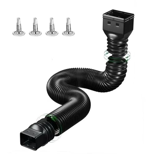 Einziehbare Regenrinne Fallrohrverlängerungen Regenwasserableitung Einstellbarer flexibler Abfluss mit Schrauben(Black) von USOHJZ