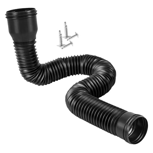 Regenrinnen-Fallrohrverlängerung for die Regenwasserableitung, 47–150 cm, flexibel, for Rasen, Außenbereich, Hof(Black) von USOHJZ