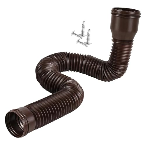 Regenrinnen-Fallrohrverlängerung for die Regenwasserableitung, 47–150 cm, flexibel, for Rasen, Außenbereich, Hof(Brown) von USOHJZ