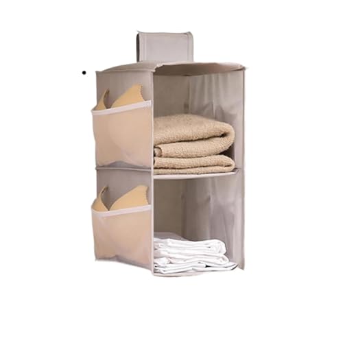 USOHJZ 1 Stück Vlies-Kleiderschrank-Aufhängetasche, waschbar, mehrlagig, faltbar, for BHS, Socken, Aufbewahrungs-Organizer, Kleider-Organizer für Schrank(Gray 2-Layer) von USOHJZ