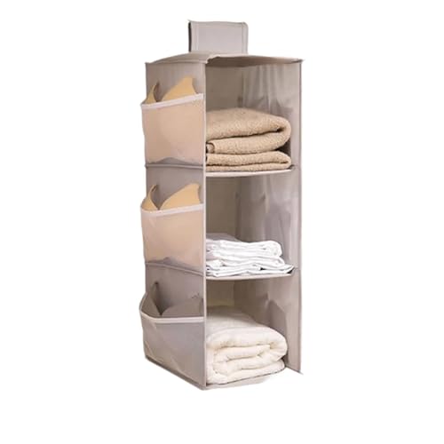 USOHJZ 1 Stück Vlies-Kleiderschrank-Aufhängetasche, waschbar, mehrlagig, faltbar, for BHS, Socken, Aufbewahrungs-Organizer, Kleider-Organizer für Schrank(Gray 3-Layer) von USOHJZ