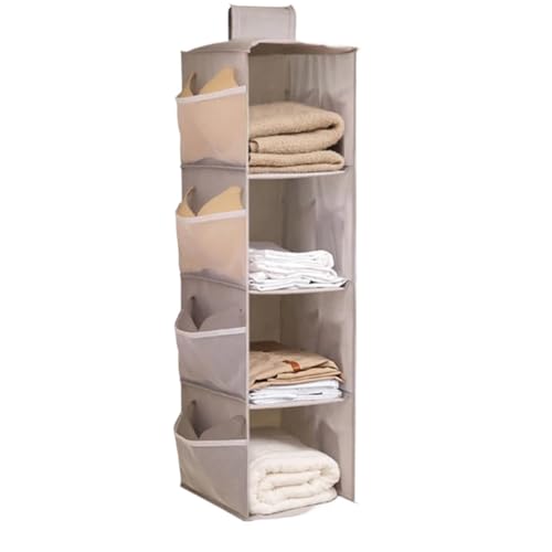 USOHJZ 1 Stück Vlies-Kleiderschrank-Aufhängetasche, waschbar, mehrlagig, faltbar, for BHS, Socken, Aufbewahrungs-Organizer, Kleider-Organizer für Schrank(Gray 4-Layer) von USOHJZ