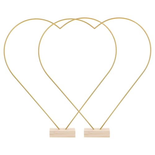 USOHJZ 2 Sets Holzsockel Metall Herz Draht Kranz Rahmen Desktop Hoop Eisen Blumengirlande Hochzeit Tafelaufsatz Ständer USOHJZ 2 Sets Holzsockel Metall Herz Draht Kranz Rahmen Desktop Hoop Eisen Blumengirlande Hochzeit Tafelaufsatz Ständer von USOHJZ