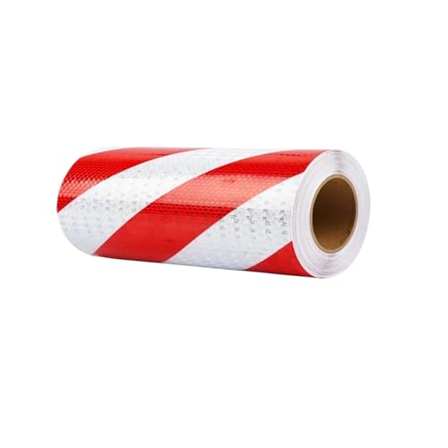 USOHJZ 3 STÜCKE 10 cm x 3,0 M Twill Reflektierendes wasserdichtes Band Linker oder rechter Reflektor Selbstklebender Sicherheitswarnaufkleber Klarer Aufkleber LKW(Red White) von USOHJZ