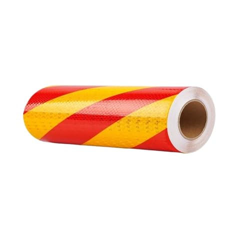 USOHJZ 3 STÜCKE 10 cm x 3,0 M Twill Reflektierendes wasserdichtes Band Linker oder rechter Reflektor Selbstklebender Sicherheitswarnaufkleber Klarer Aufkleber LKW(Yellow Red) von USOHJZ