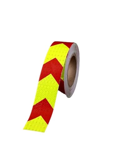 USOHJZ 3 STÜCKE 5 cm x 3,0 mt Reflektor Klebstoff Fluoreszierende Gelb Rot Pfeil Reflektierende Band Warnung Aufkleber for Verkehrszeichen von USOHJZ