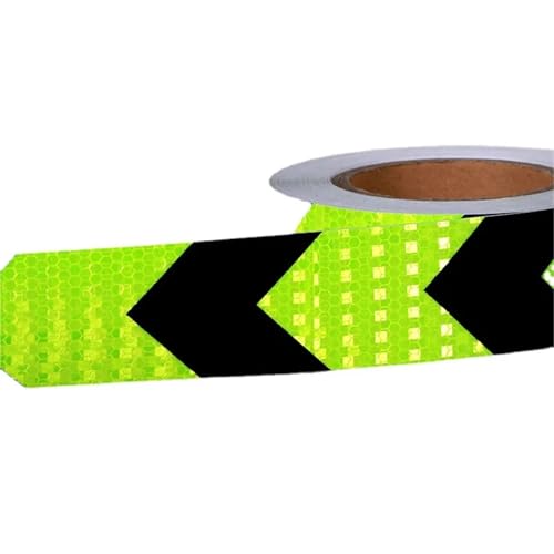 USOHJZ 3 STÜCKE 5 cm x 3,0 mt Straßenführungsreflektor Klebstoff Fluoreszierend Grün Schwarz Pfeil Reflektierendes Klebeband Warnaufkleber for Straßenschild von USOHJZ