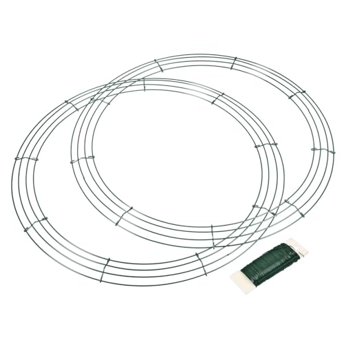 USOHJZ 3 stücke 18 Zoll Metall Draht Kranz Rahmen Mit 1 Rolle Flexible Paddel for Weihnachten Blumenarrangements, Grün von USOHJZ