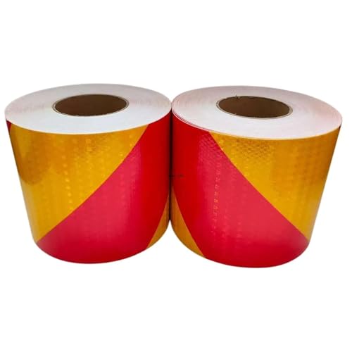 USOHJZ 3PCS Twill Reflektierendes Wasserdichtes Band Gelb-Rot Links Oder Rechts Selbstklebende Reflektoren Auffälligkeit Auto Aufkleber(15CM) von USOHJZ
