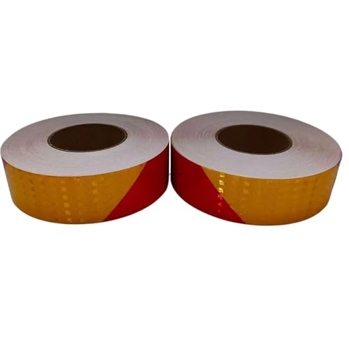 USOHJZ 3PCS Twill Reflektierendes Wasserdichtes Band Gelb-Rot Links Oder Rechts Selbstklebende Reflektoren Auffälligkeit Auto Aufkleber(5CM) von USOHJZ