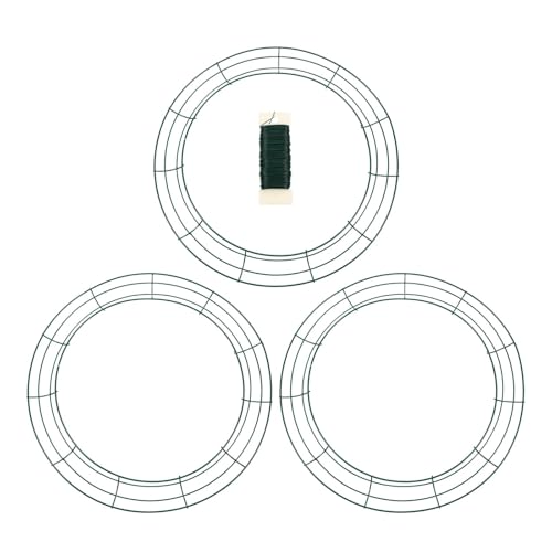 USOHJZ 3Pcs Blume Anordnung Girlande Hoop Grün Eisen Runde Kranz Rahmen Floristen Draht von USOHJZ