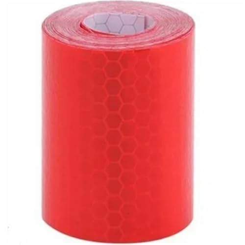 USOHJZ 4 STÜCKE 5 cm * 3,0 m Reflektierendes Klebeband Aufkleber for Licht Warnetikett Aufkleber Sicherheitsmarkierungsband Selbstklebend for Motorrad Fahrradreflektor(Red) von USOHJZ