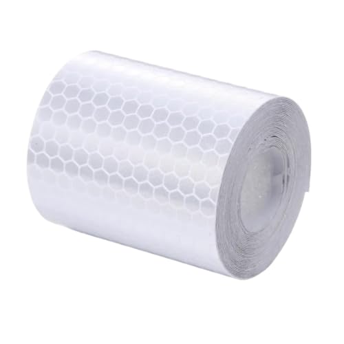 USOHJZ 4 STÜCKE 5 cm * 3,0 m Reflektierendes Klebeband Aufkleber for Licht Warnetikett Aufkleber Sicherheitsmarkierungsband Selbstklebend for Motorrad Fahrradreflektor(White) von USOHJZ