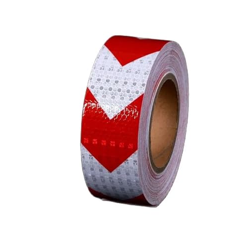 USOHJZ 4 STÜCKE 5 cm x 3 m PVC Reflektierende Aufkleber Selbstklebende Weiß Rot Pfeil Reflektierende Band Warnaufkleber for Lkw Auto von USOHJZ