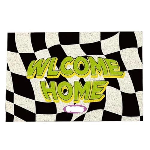USOHJZ Fußmatten Willkommen Eingangstürmatte Anti-Rutsch-PVC-Bodenmatte Eingangsbereich Veranda Flur Eingangsbereich Heimdekoration(Green,50x80cm) von USOHJZ