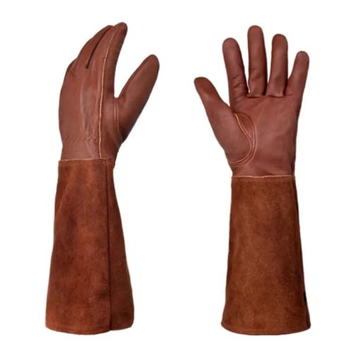 USOHJZ Gartenhandschuhe S-XL RindslederLangschlauch-Gartenhandschuhe Hochleistungs-Gartenarbeits-Rosenbesatz Spornsichere Langarmhandschuhe Arbeitsschweißhandschuhe Arbeitshandschuhe Herren(Coffee,L) von USOHJZ