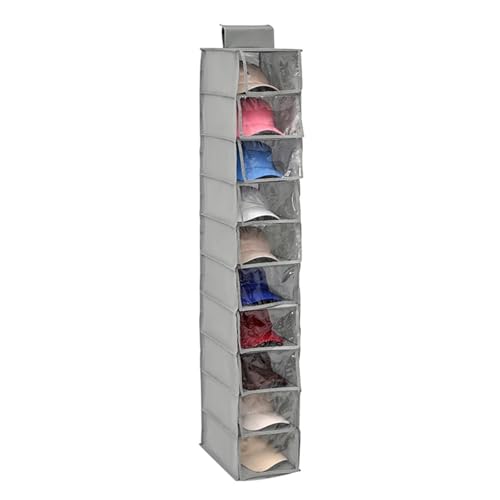 USOHJZ Tragbare Hängeaufbewahrungstasche for den Kleiderschrank, Hutständer-Organizer, Kleiderbügel, Mützenhalter, 10 Ablagen für Schrank(Grey) von USOHJZ