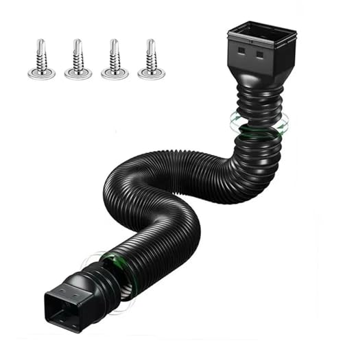 Versenkbare Regenrinne Fallrohr Extensions Mit Schrauben Regenwasser Entwässerung Drain Extender Einstellbar(Black) von USOHJZ