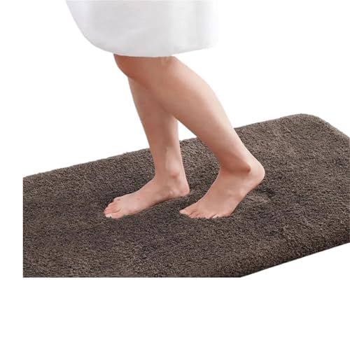 Weicher Badezimmer-Plüschteppich, saugfähig, schnell trocknend, Badematte, Duschmatte, Bodenschutz, Dekor, rutschfest, Wohnzimmer(Brown,51x76cm (20x30 inch)) von USOHJZ