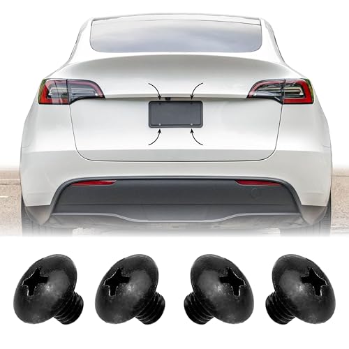 USR 12–25 Tesla Nummernschildschrauben hinten, Edelstahl, schwarzes Zink (4 Stück) Set, kompatibel mit Tesla-Modell S, 3, X, Y und Cyber Truck, alle Modelle/Zierleisten (6 mm lange von USR UNIQUE STYLE RACING
