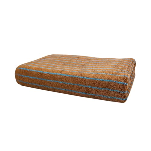 USTIDE Braunes gestreiftes Badetuch, dick, luxuriös, flauschig, 100 % Baumwolle, Badetücher für Badezimmer, modisch, Spa, Fitnessstudio, braun-blau gestreiftes Handtuch, 1 Stück, 69 x 140 cm USTIDE Braunes gestreiftes Badetuch, dick, luxuriös, flauschig, 100 % Baumwolle, Badetücher für Badezimmer, modisch, Spa, Fitnessstudio, braun-blau gestreiftes Handtuch, 1 Stück, 69 x 140 cm von USTIDE
